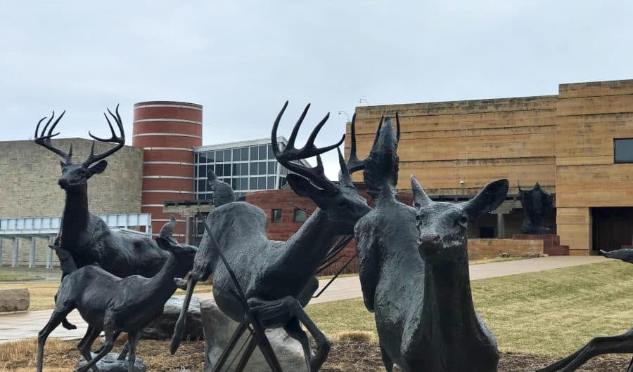 Best Museums in Indianapolis for Families: Eiteljorg Museum outdoor deer sculpture - Most Affordable US Cities to Visit This Summer