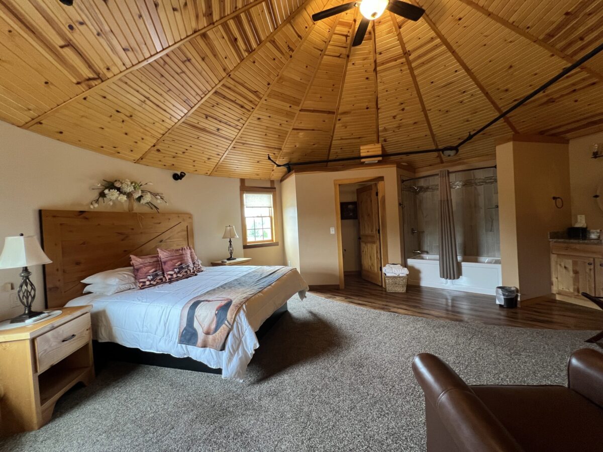 patoka lake winery silo suite full view of bedroom upstairs
