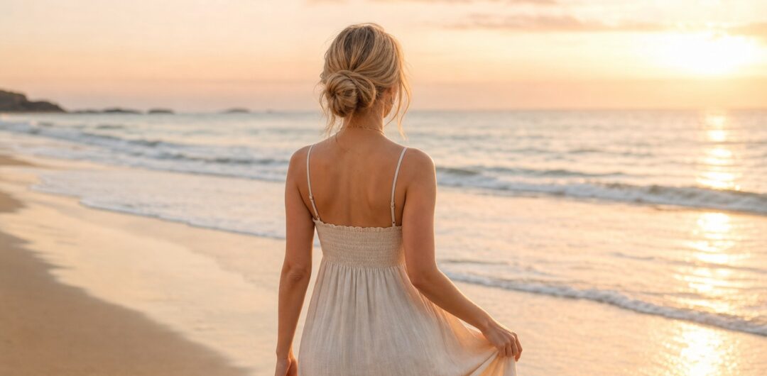 4 Easy Beach Frizz Solutions for Humid Beach Days - Woman Gazing at the Ocean During Sunset